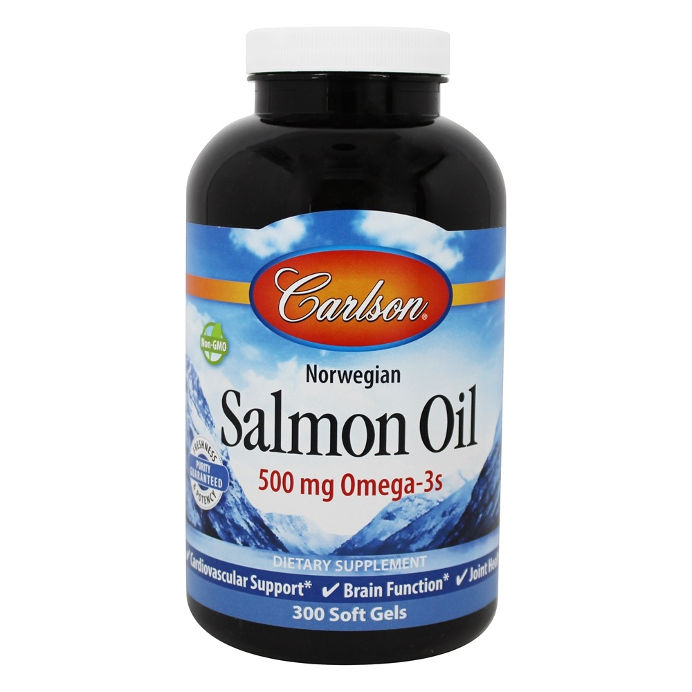 Carlson Labs, Norwegian Salmon Oil, 500 mg omega-3s, 300 Soft Gels Carlson Labs, Norwegian Salmon Oil, 500 mg omega-3s, 300 Soft Gels