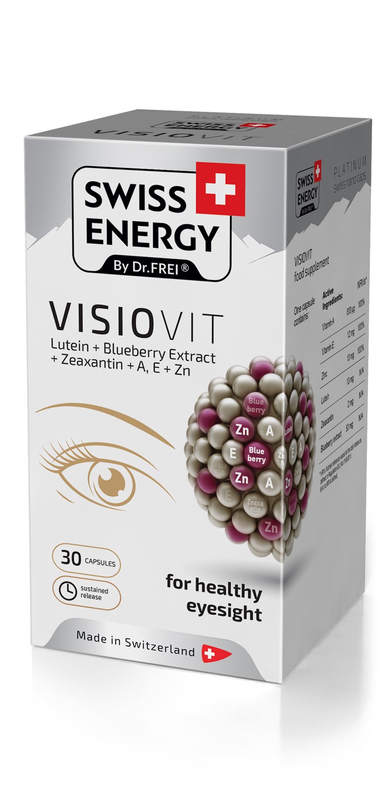 Swiss Energy VISIOVIT Lutein+Blueberry+Extract+Zeaxanthin+AE+Zn, 30 capsules