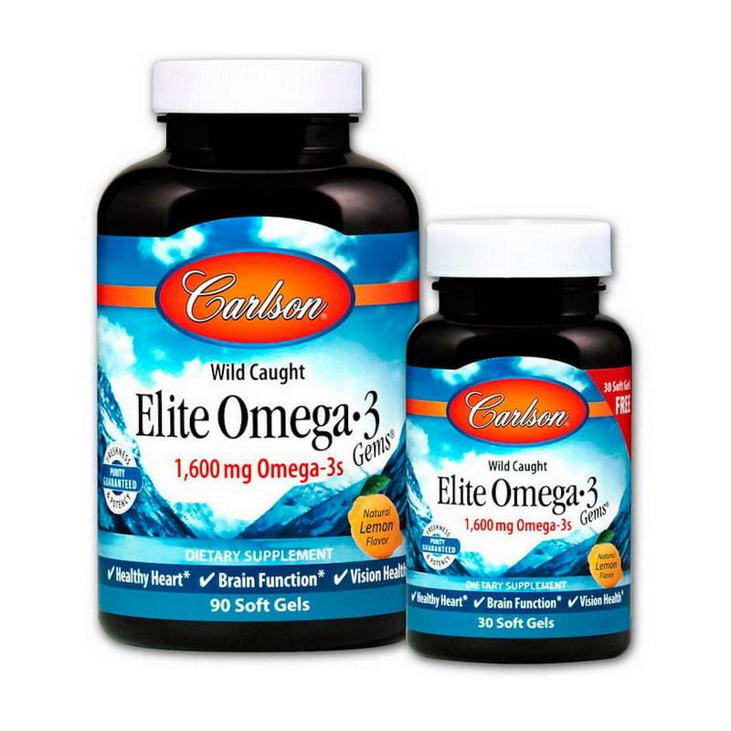 Carlson, Wild Norwegian, Elite Omega-3 Gems, Natural Lemon, 1,600 mg, 120 Soft Gels (800 mg per Soft Gel) Carlson, Wild Norwegian, Elite Omega-3 Gems, Natural Lemon, 1,600 mg, 120 Soft Gels (800 mg per Soft Gel)