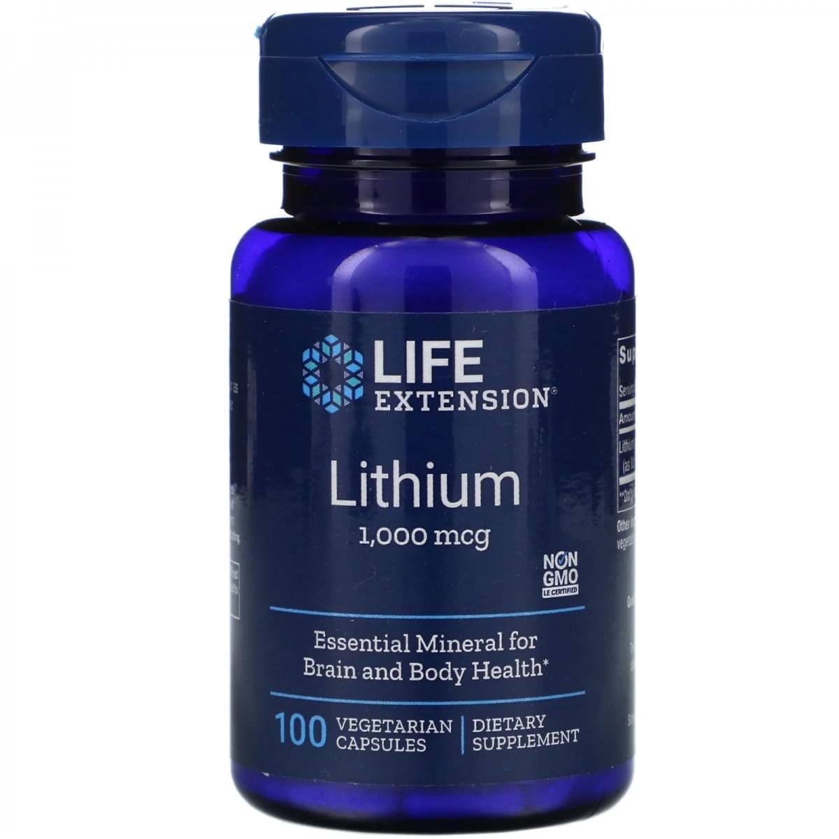 Life Extension, Lithium, 1,000 mcg, 100 Vegetarian Capsules Life Extension, Lithium, 1,000 mcg, 100 Vegetarian Capsules