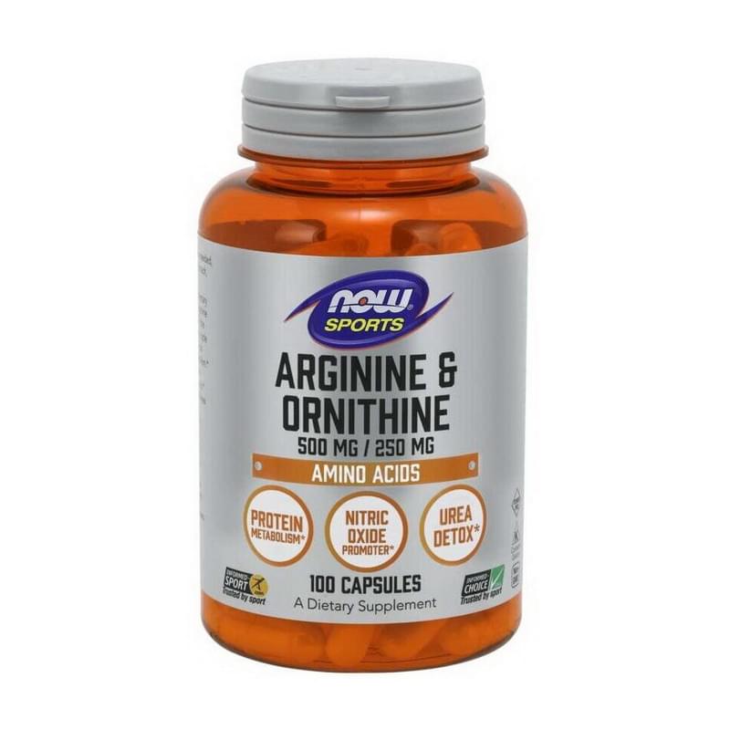NOW Foods, Sports, Arginine & Ornithine, 500 mg /250 mg, 100 Veg Capsules