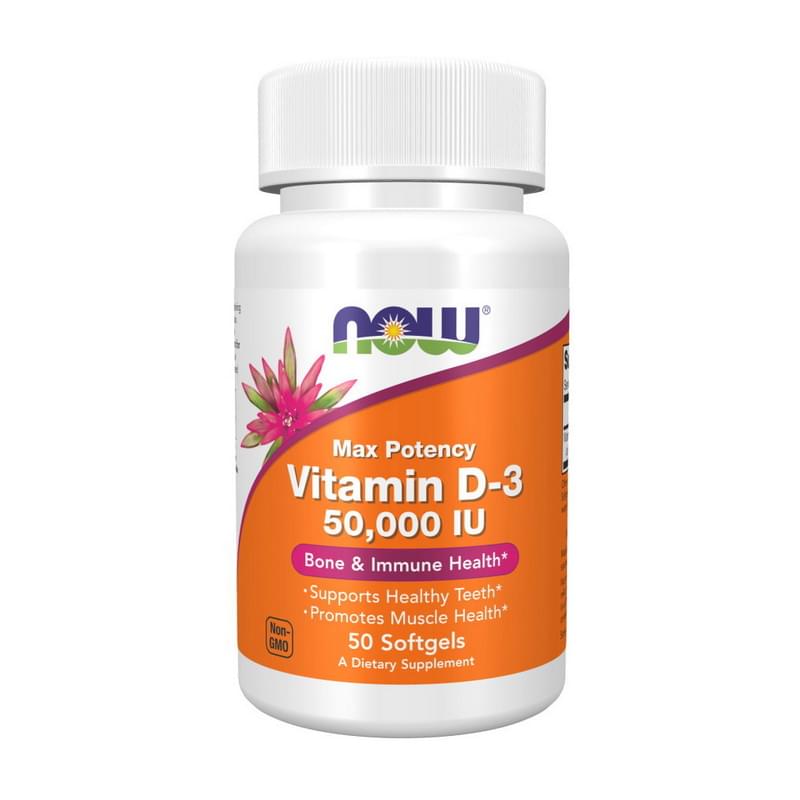 Now Foods, Max Potency Vitamin D-3, 50000 IU, 50 Softgels Now Foods, Max Potency Vitamin D-3, 50000 IU, 50 Softgels