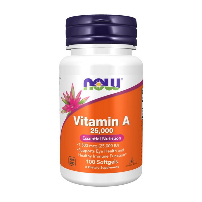 NOW Foods, Vitamin A, 7,500 mcg (25,000 IU), 100 Softgels NOW Foods, Vitamin A, 7,500 mcg (25,000 IU), 100 Softgels