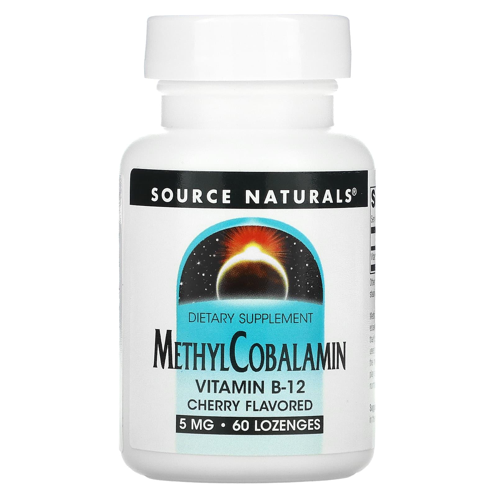 Source Naturals, MethylCobalamin, Cherry Flavored, 5 mg, 60 Tablets Source Naturals, MethylCobalamin, Cherry Flavored, 5 mg, 60 Tablets
